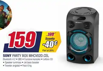 Trony Sony Party Box MHCV02D.CEL offerta