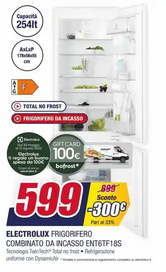 Trony Electrolux Frigorifero Combinato da Incasso ENT6TF18S offerta