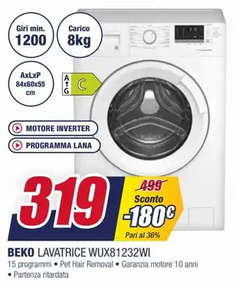Trony Beko Lavatrice WUX81232WI offerta