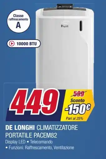 Trony DeLonghi Climatizzatore Portatile PACEM82 offerta