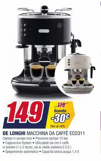 Trony DeLonghi Macchina da Caffèe EC0311 offerta