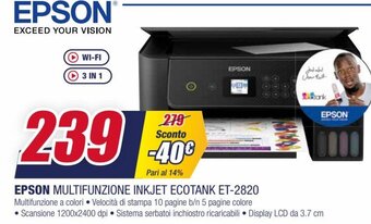 Trony Epson Multifunzione Inkjet Ecotank ET-2820 offerta