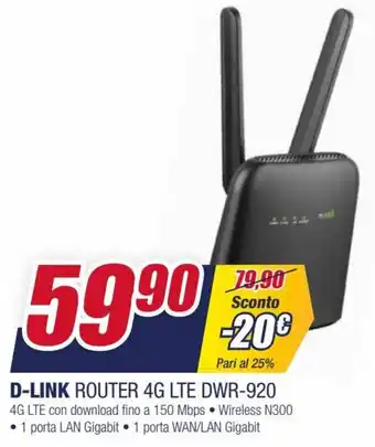 Trony D-Link Router 4G LTE DWR-920 offerta