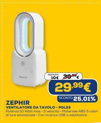 Euronics Zephir ventilatore da tavolo - pgl23 offerta