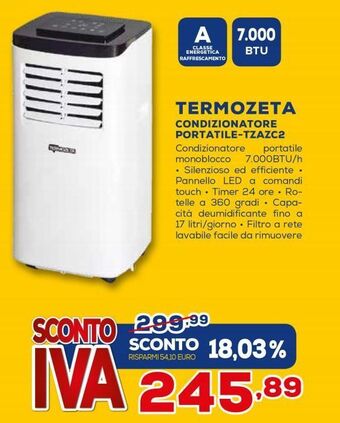 Euronics Termozeta condizionatore portatile-tzazc2 offerta