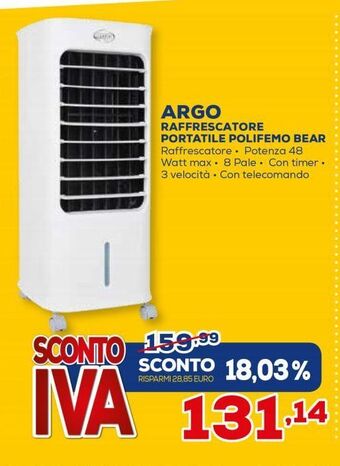 Euronics Argo raffrescatore portatile polifemo bear offerta