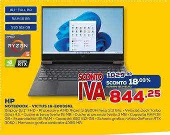 Euronics Notebook - victus 16-e0033nl offerta