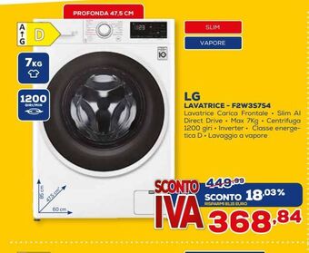 Euronics Lg lavatrice - f2w3s7s4 offerta