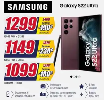 Trony Samsung Galaxy S22 Ultra 8gb RAM + 128gb offerta