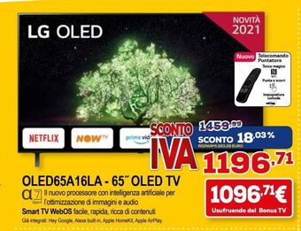 Euronics Oled65a16la - 65"oled tv offerta