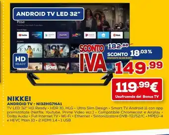 Euronics Nikkei android tv - ni32hg7nai offerta