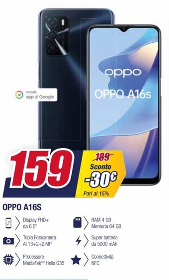 Trony Oppo A16s offerta