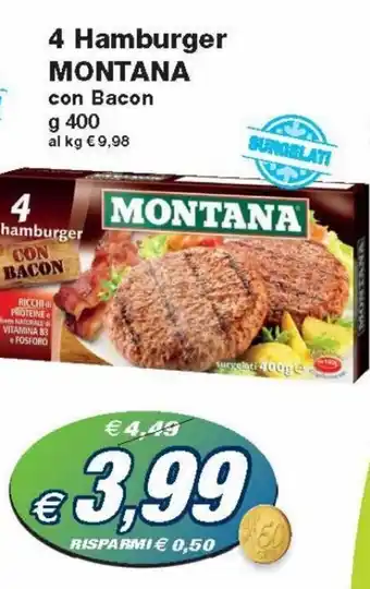Prix Quality Montana 4 Hamburger 400 g offerta