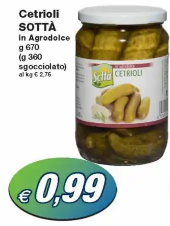 Prix Quality Sottà Cetrioli in Agrodolce 670 g offerta