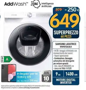 Sinergy Samsung Lavatrice WW90T684DLH offerta