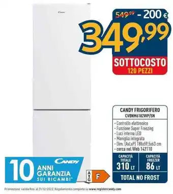 Sinergy Candy Frigorifero CVBNM6182WP/SN offerta