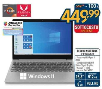 Sinergy Lenovo Notebook IP 3 15ADA05 R5 offerta