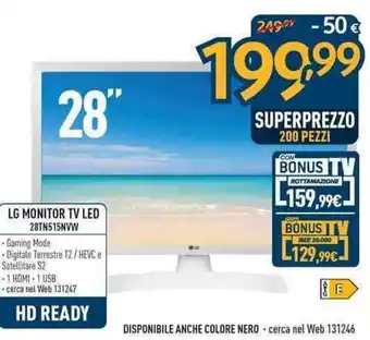 Sinergy LG Monitor TV Led 28" 28TN515NVW offerta