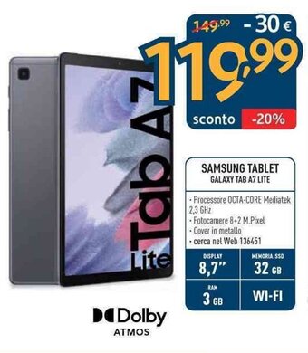 Sinergy Samsung Tablet Galaxy Tab A7 Lite offerta