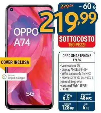 Sinergy Oppo Smartphone A74 5G offerta