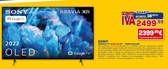 Euronics Sony Google Tv Oled 4K 65" - XR65A75KAEP offerta