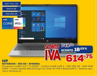 Euronics hp Notebook - 250 GB - 3V5N9EA offerta