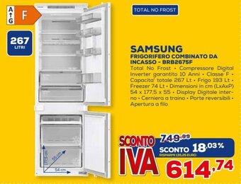 Euronics Samsung Frigorifero Combinato da Incasso - BRB2675F offerta