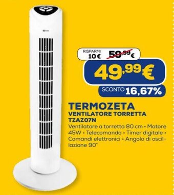 Euronics Termozeta Ventilatore Torretta TZAZ07N offerta