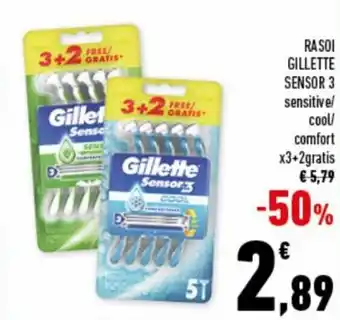 Conad Superstore Gillette Sensor 3 Rasoio x3+2 gratis offerta