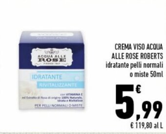 Conad Superstore Crema Viso Acqua Alle Rose Roberts 50ml offerta