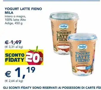Esselunga Yogurt latte fieno mila intero 0 magro, 100% latte alto adige, 450 g offerta