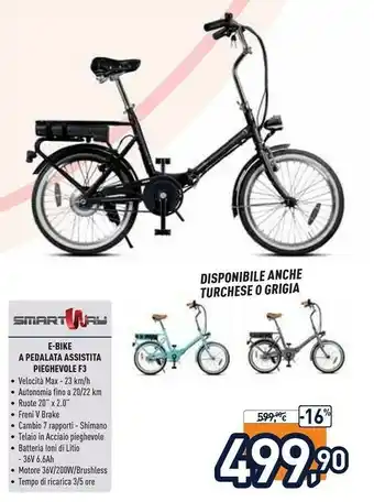 Unieuro Smartway E-bike A Pedalata Assistita Pieghevole F3 offerta