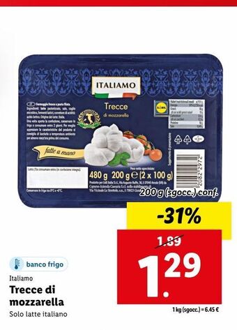 Lidl Trecce di mozzarella offerta