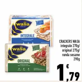 Conad Superstore Wasa Crackers integrale 270g/original 275g/runda sesame 290g offerta