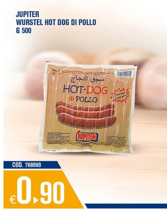Adhoc Jupiter Wurstel Hot Dog di pollo 500 g offerta