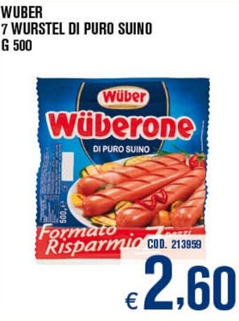 Adhoc Wüber 7 Würstel di Puro Suino 500 g offerta