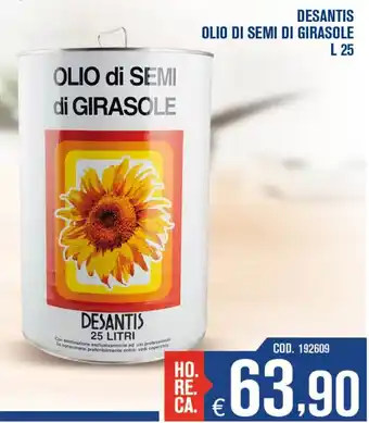 Adhoc Desantis Olio di semi di girasole 25 L offerta