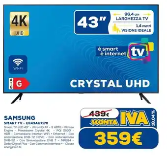 Euronics Samsung Smart TV - UE43AU7170 offerta