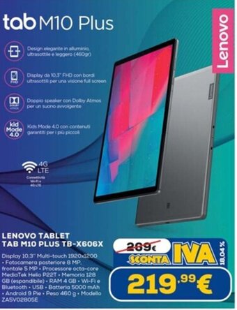 Euronics Lenovo Tablet Tab M10 Plus TB-X606X offerta