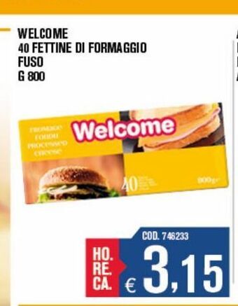 Adhoc Welcome 40 fettine di formaggio fuso g 800 offerta