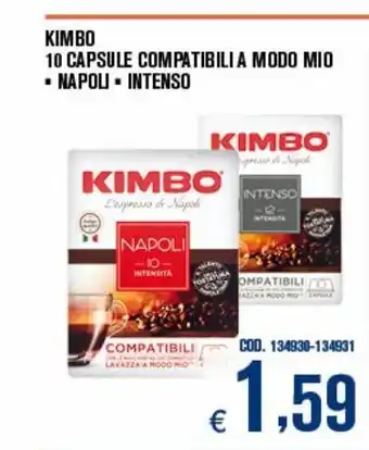 Adhoc Kimbo 10 capsule compatibili a modo mio napoli intenso offerta