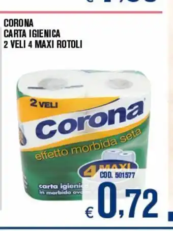 Adhoc Corona carta igienica 2 veli 4 maxi rotoli offerta