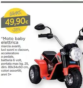 DPiù Moto Baby Elettrica Marcia Avanti , Luci Suoni e Clacson offerta