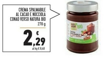 Conad Natura bio Crema al cioccolato offerta