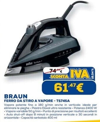 Euronics Braun Ferro Da Stiro A Vapore TS745A offerta