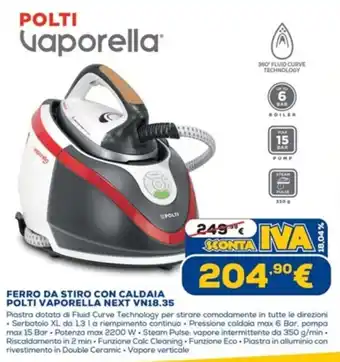 Euronics Polti Vaporella Ferro Da Stiro Con Caldaia Next VN18.35 offerta