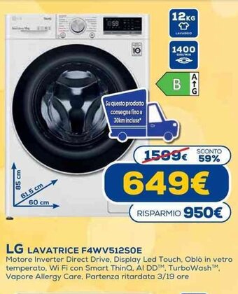Euronics LG Lavatrice F4WV512SOE offerta