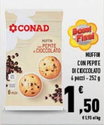 Conad Muffin con pepite di cioccolato 6 pezzi - 252 g offerta