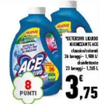 Conad Ace Detersivo Liquido Igienizzante 36 lavaggi - 1,980 L/21 lavaggi - 1265 L offerta