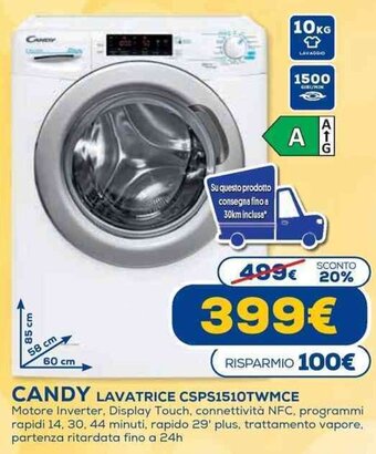 Euronics Candy Lavatrice CSPS1510TWMCE offerta